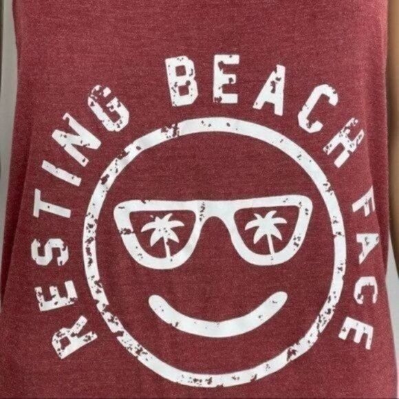 Resting Beach Face maroon white tank top sz small - Picture 4 of 5